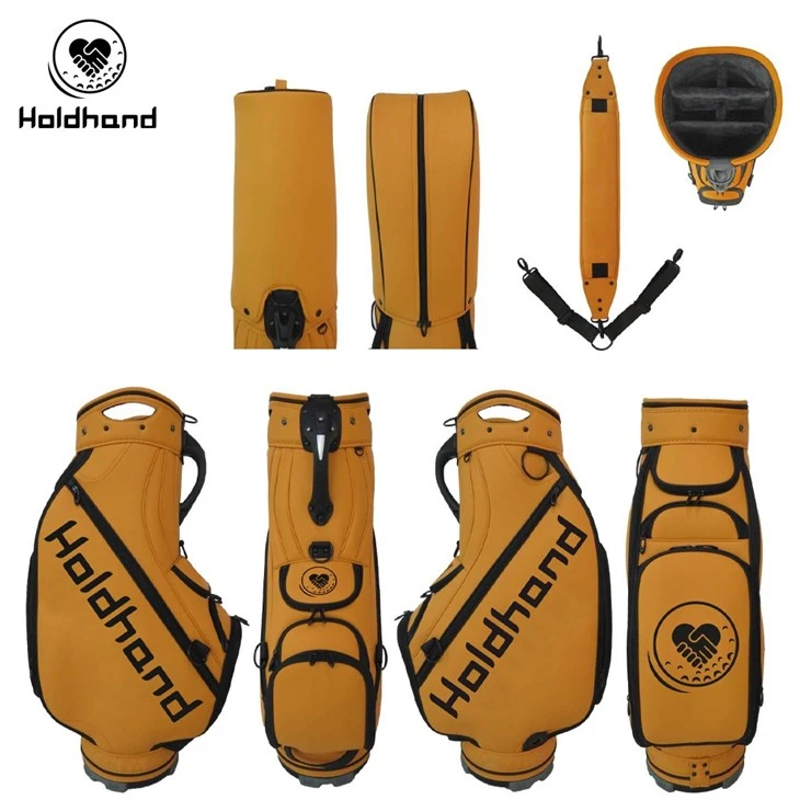 Custom Logo Accept Black PU Leather Golf Staff Bag Wholesale Big Storage Waterproof Golf Staff Tour Bag suppliers