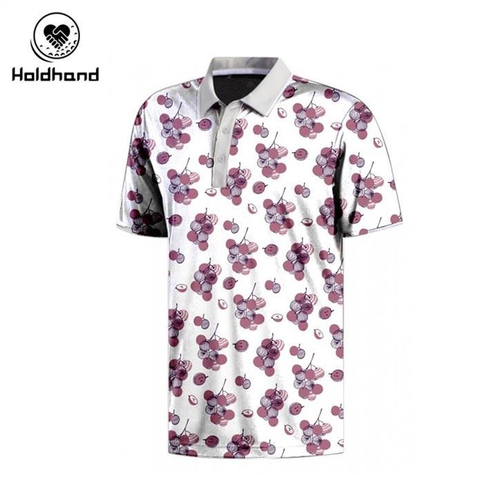 CUSTOM LOGO QUICK DRY GOLF POLO T SHIRTS Grape Pattern Design