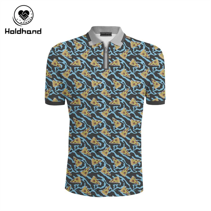 Qomos tal-golf tad-disinn sħiħ tal-istampar għall-irġiel Dry Fit kmiem qosra Print Performance Moisture Wicking Polo Shirt